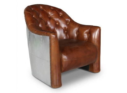 Aviator Chesterfield Vintage Skórzany fotel LoungeFotel CocktailFotel vintage
