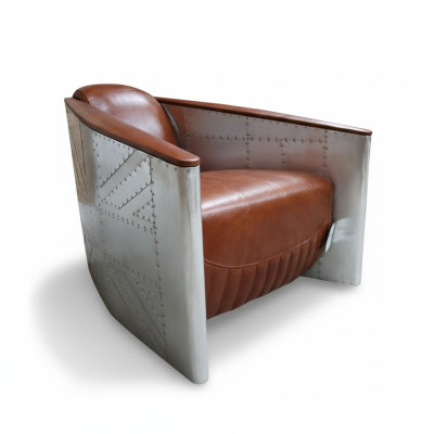 Sofa Fotel Prawdziwa skóra Sofa klubowa Lounge Aviator Vintage Aluminiowy Samolot Retro