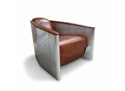 Sofa Fotel Prawdziwa skóra Sofa klubowa Lounge Aviator Vintage Aluminiowy Samolot Retro