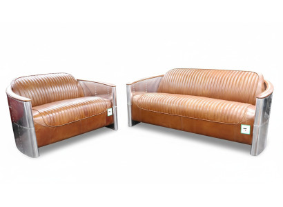 Luxury Vintage Aluminiowa Skóra Zestaw sofowy Metalowe Meble Kanapy Sofy Podkładka