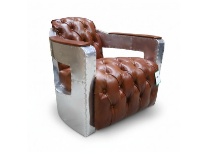 Chesterfield Fotel Zapinany na guziki, odrapany, vintage, brązowy, oryginalny