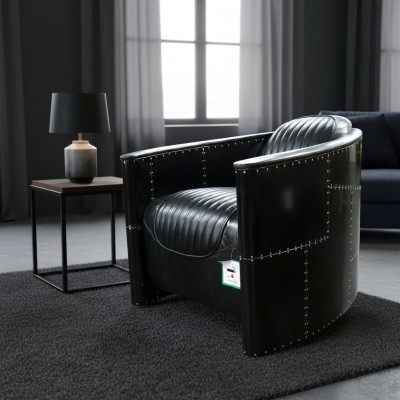 Sofa Aviator Fotel Couch club Lounge Vintage Aluminiowy Samolot Retro Prawdziwa skóra