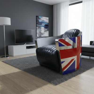 Prawdziwa skóra Vintage LederFotel Deko DesignFotel Rocket Unia Jack Vintage