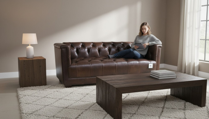 Sofa 3 miejsce do siedzenia Chesterfield 3 miejsce do siedzenia Vintage Brown Shabby Leather Sofa