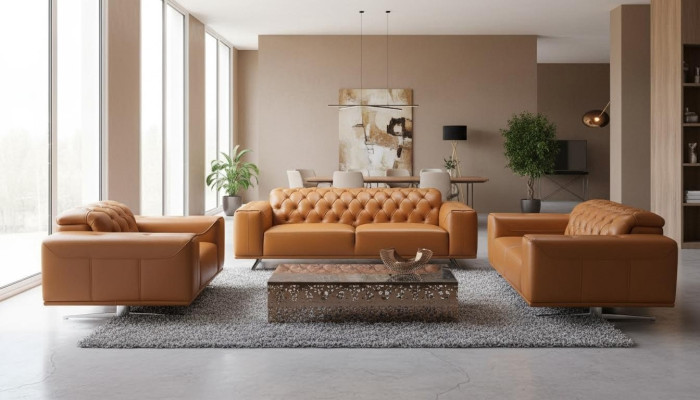 Zestaw sofowy Chesterfield brązowe kanapy skórzana sofa kanapa kanapa klasyczna nowa