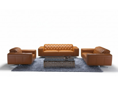 Zestaw sofowy Chesterfield brązowe kanapy skórzana sofa kanapa kanapa klasyczna nowa