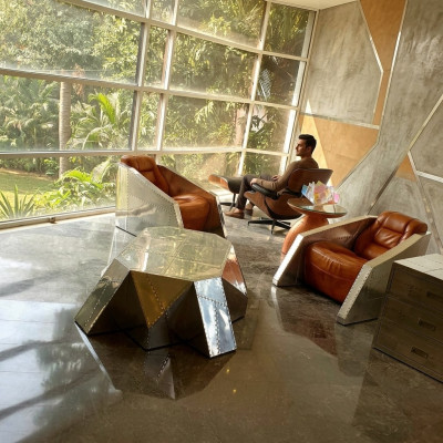 Club Fotel Aviator Style Lounge Design Chrome Art Deco Skóra Koktajl