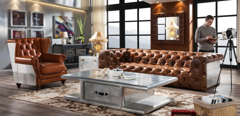 stolik kawowy Tabela stół do salonu aluminium w stylu retro samolot stoły alu