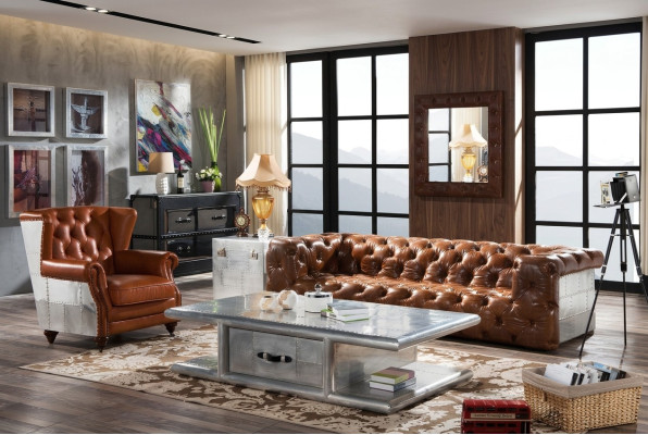 stolik kawowy Tabela stół do salonu aluminium w stylu retro samolot stoły alu
