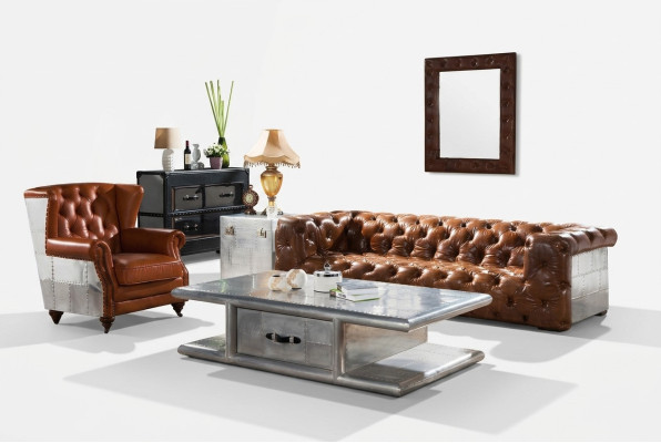 stolik kawowy Tabela stół do salonu aluminium w stylu retro samolot stoły alu
