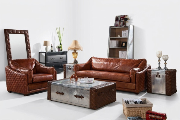 Sofa Chesterfield 3 Siedziba Chesterfield Brown Vintage Skóra Meble Styl Trzyosobowa