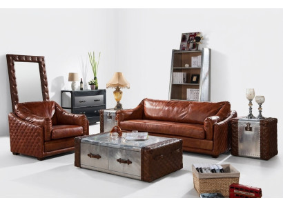 Sofa Chesterfield 3 Siedziba Chesterfield Brown Vintage Skóra Meble Styl Trzyosobowa