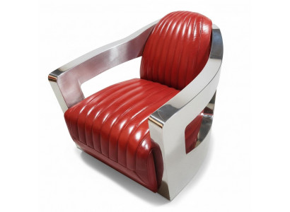 Samolot Vintage LederFotel Czerwony Prawdziwa skóra Retro Fotel Design ClubFotel