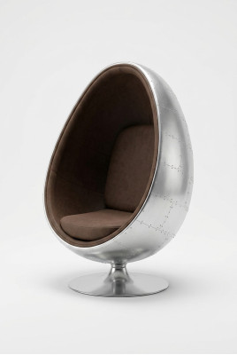 Design Retro Lounge Fotel miejsce siedzące Egg Ball Silver Obrotowy Aviator Space