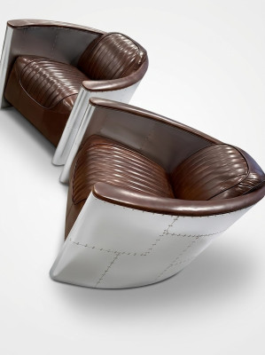 Sofa Aviator Fotel Couch club Lounge Samolot Retro Prawdziwa skóra Vintage Aluminium