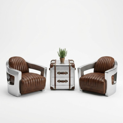 Samolot Vintage Skórzany Fotel Brązowy Prawdziwa skóra Retro Fotel Design ClubFotel