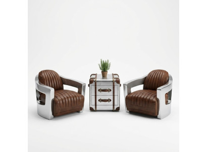 Samolot Vintage Skórzany Fotel Brązowy Prawdziwa skóra Retro Fotel Design ClubFotel