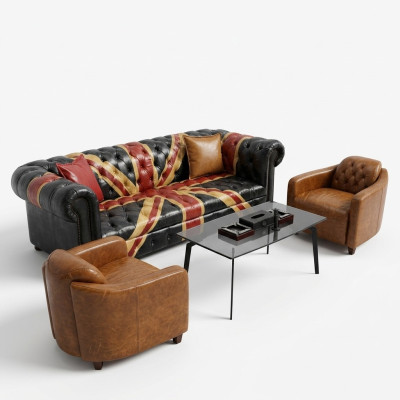 Jack Unia Chesterfield Podkładka Sofa Couch 3 Siedziba Skóra Style Luksusowa Podkładka Couch