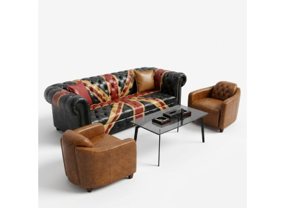 Jack Unia Chesterfield Podkładka Sofa Couch 3 Siedziba Skóra Style Luksusowa Podkładka Couch