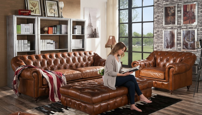 Design Chesterfield trzymiejscowy 3 miejsce do siedzenia Skóra Kanapa Podkładka Sofy Sofa Siedziba Nowy