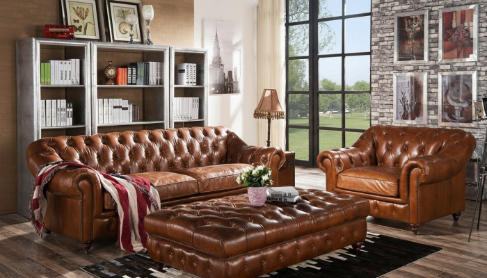 Design Chesterfield trzymiejscowy 3 miejsce do siedzenia Skóra Kanapa Podkładka Sofy Sofa Siedziba Nowy