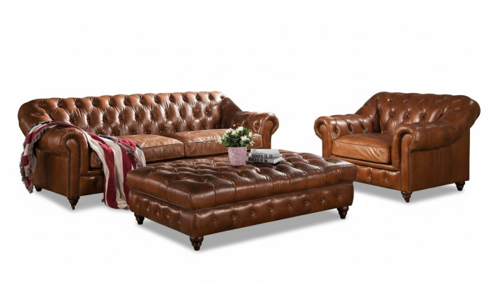 Design Chesterfield trzymiejscowy 3 miejsce do siedzenia Skóra Kanapa Podkładka Sofy Sofa Siedziba Nowy