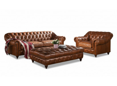 Design Chesterfield trzymiejscowy 3 miejsce do siedzenia Skóra Kanapa Podkładka Sofy Sofa Siedziba Nowy