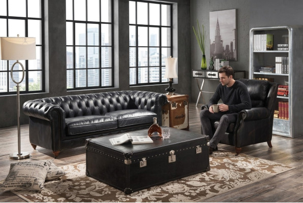 Luksusowy zestaw sofowy Chesterfield 3+1 Siedziba stolik kawowy 4-częściowy komplet sofa Skóra