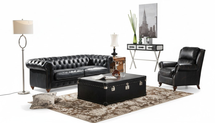 Luksusowy zestaw sofowy Chesterfield 3+1 Siedziba stolik kawowy 4-częściowy komplet sofa Skóra