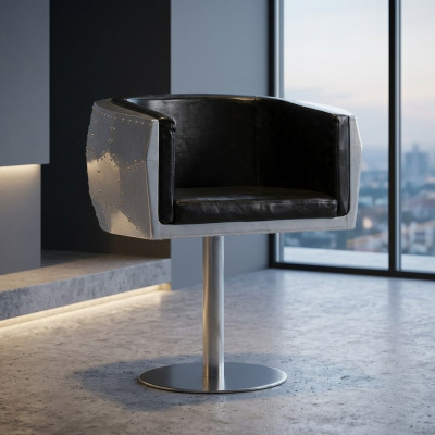 Krzesło Krzesła Skóra aluminium design Meble jadalnia fotel aviator Prawdziwa skóra