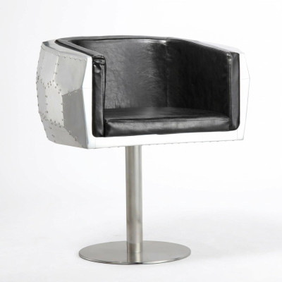 Krzesło Krzesła Skóra aluminium design Meble jadalnia fotel aviator Prawdziwa skóra