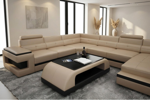 Sofa stolik Szkło projekt kawowy Tabela salon Skóra kanapa boczna sofa stoły