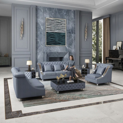 Skórzana Sofa Kanapa Żywy krajobraz Ustawić Design Modern 3 1 miejsce siedzące Sofa Nowość