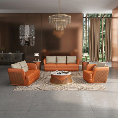 Skórzana sofa kanapa Żywy krajobraz 3 2 1 miejsce do siedzenia Ustawić Design Modern Sofa Couches