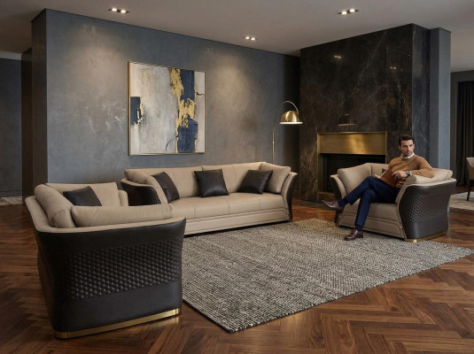 Skórzana sofa kanapa Żywy krajobraz Zestaw sofowy design couchen 321 miejsce do siedzenia