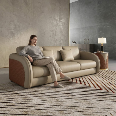 Sofa Trzyosobowa Podkładka Design Sofa Nowoczesna 3-osobowa Siedziba Sofy Pokój Meble Beige