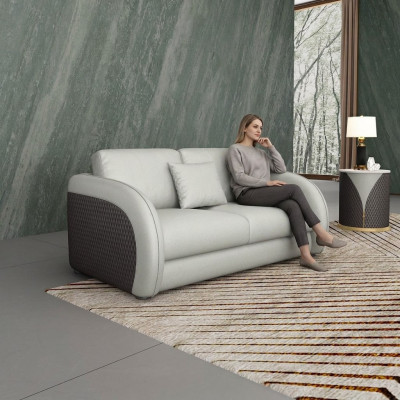 Skórzana sofa kanapa Żywy krajobraz 2 miejsce siedzenia design nowoczesna sofa dwuosobowa Prawdziwa skóra