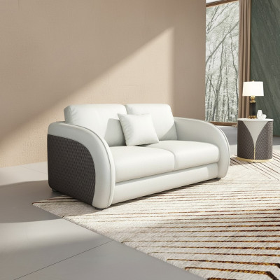 Skórzana sofa kanapa Żywy krajobraz 2 miejsce siedzenia design nowoczesna sofa dwuosobowa Prawdziwa skóra