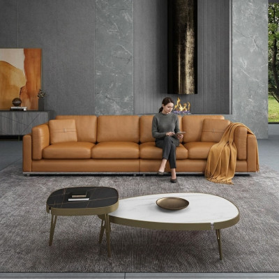 Sofa 4 miejsce do siedzenia Sofy Luksusowe sofy tapicerowane Sofy skórzane Luksusowa designerska kanapa Nowa sofa