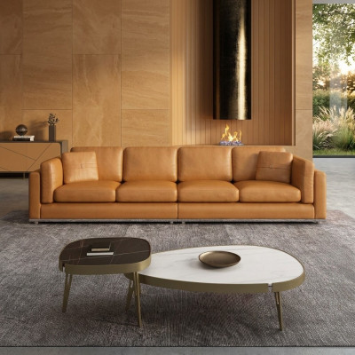 Sofa 4 miejsce do siedzenia Sofy Luksusowe sofy tapicerowane Sofy skórzane Luksusowa designerska kanapa Nowa sofa