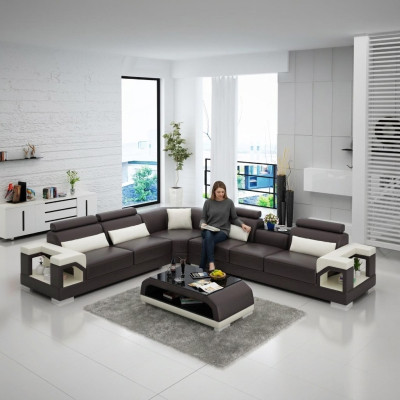 Skórzana sofa sofa kanapa Podkładka Żywy krajobraz Designerska skórzana sofa w kształcie litery L Ustawić