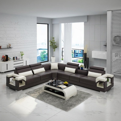 Skórzana sofa sofa kanapa Podkładka Żywy krajobraz Designerska skórzana sofa w kształcie litery L Ustawić