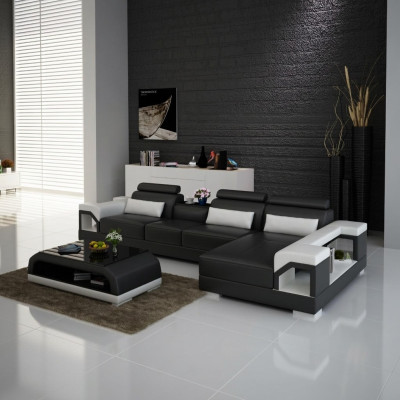 Kanapa Narożnikowa kanapa Skóra Żywy krajobraz Ustawić Design Nowoczesna sofa w kształcie litery L na USB