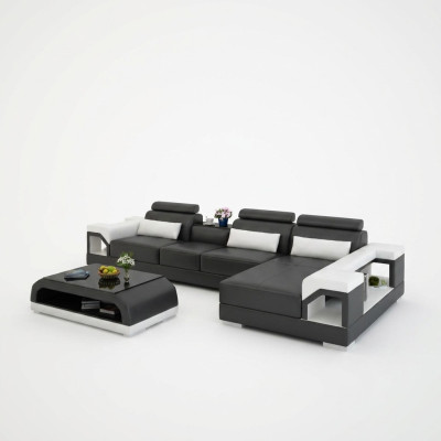 Kanapa Narożnikowa kanapa Skóra Żywy krajobraz Ustawić Design Nowoczesna sofa w kształcie litery L na USB