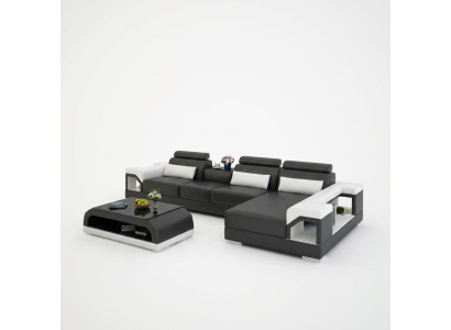 Kanapa Narożnikowa kanapa Skóra Żywy krajobraz Ustawić Design Nowoczesna sofa w kształcie litery L na USB