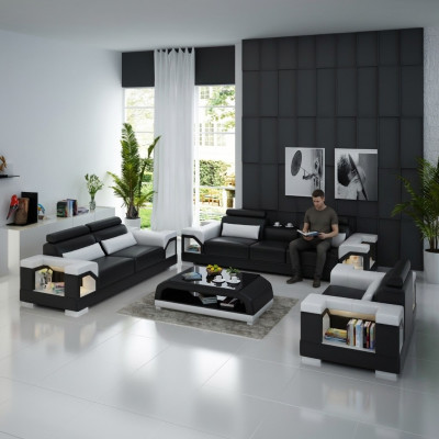 Sofa skórzana Kanapa Zestaw sofowy 321 Ustawić Design Nowoczesna Sofa USB miejsce do siedzenia na sofach