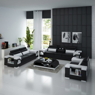 Sofa skórzana Kanapa Zestaw sofowy 321 Ustawić Design Nowoczesna Sofa USB miejsce do siedzenia na sofach