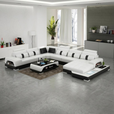 Zestaw narożny skórzana sofa projekt luksusowy Żywy krajobraz led sofa kanapa Podkładka Narożnikowa kanapa