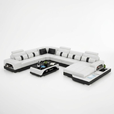 Zestaw narożny skórzana sofa projekt luksusowy Żywy krajobraz led sofa kanapa Podkładka Narożnikowa kanapa