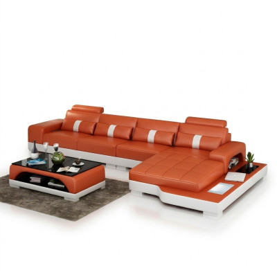 Sofa skórzana kanapa w kształcie litery L Żywy krajobraz Narożnikowa kanapa Ustawić Design Modern Sofa usb Nowość